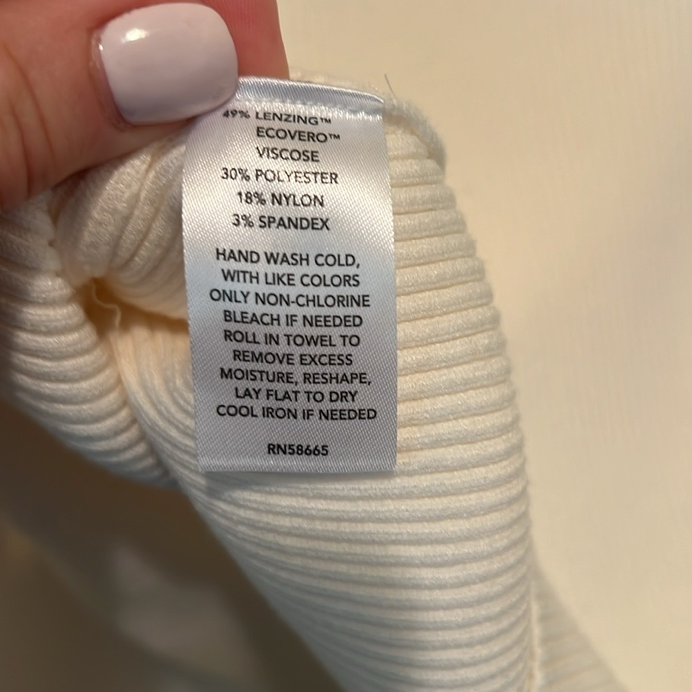 Elegant Cream Ribbed Square Neck Top - Picture 5 of 5